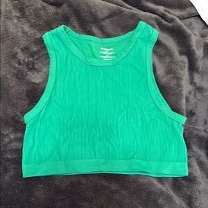 Ambiance Green Ribbed Crop Tank Top